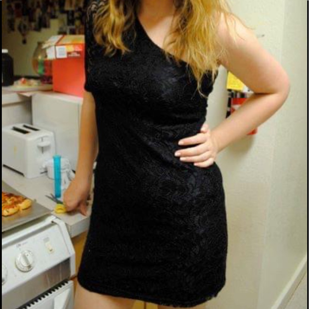 Black Lace one sleeved dress